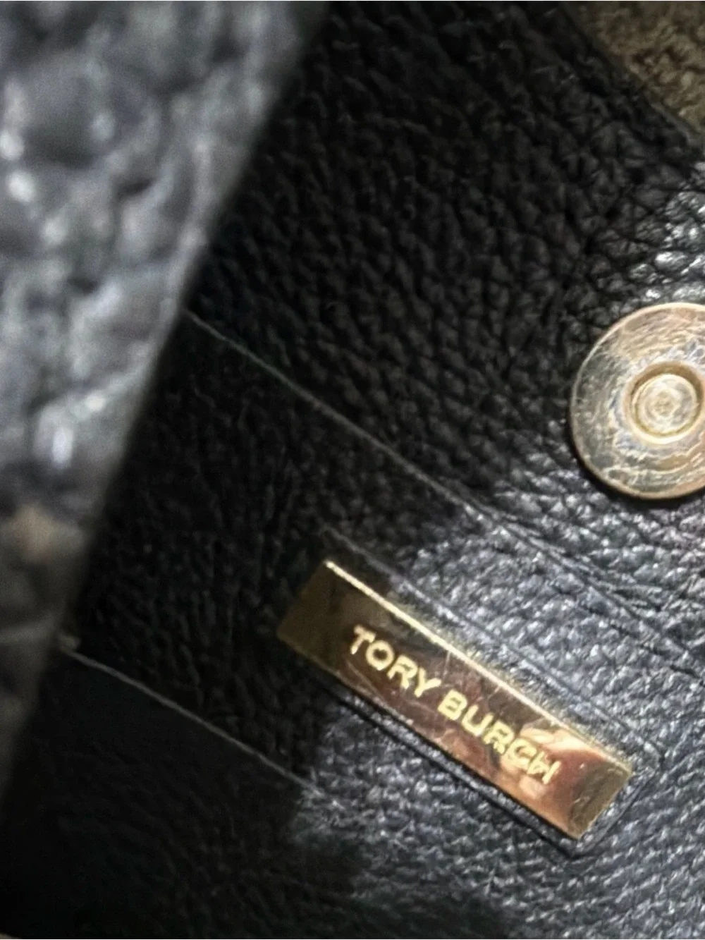 Tory Burch Black Pebbled Leather Shoulder Hobo with Gold Logo